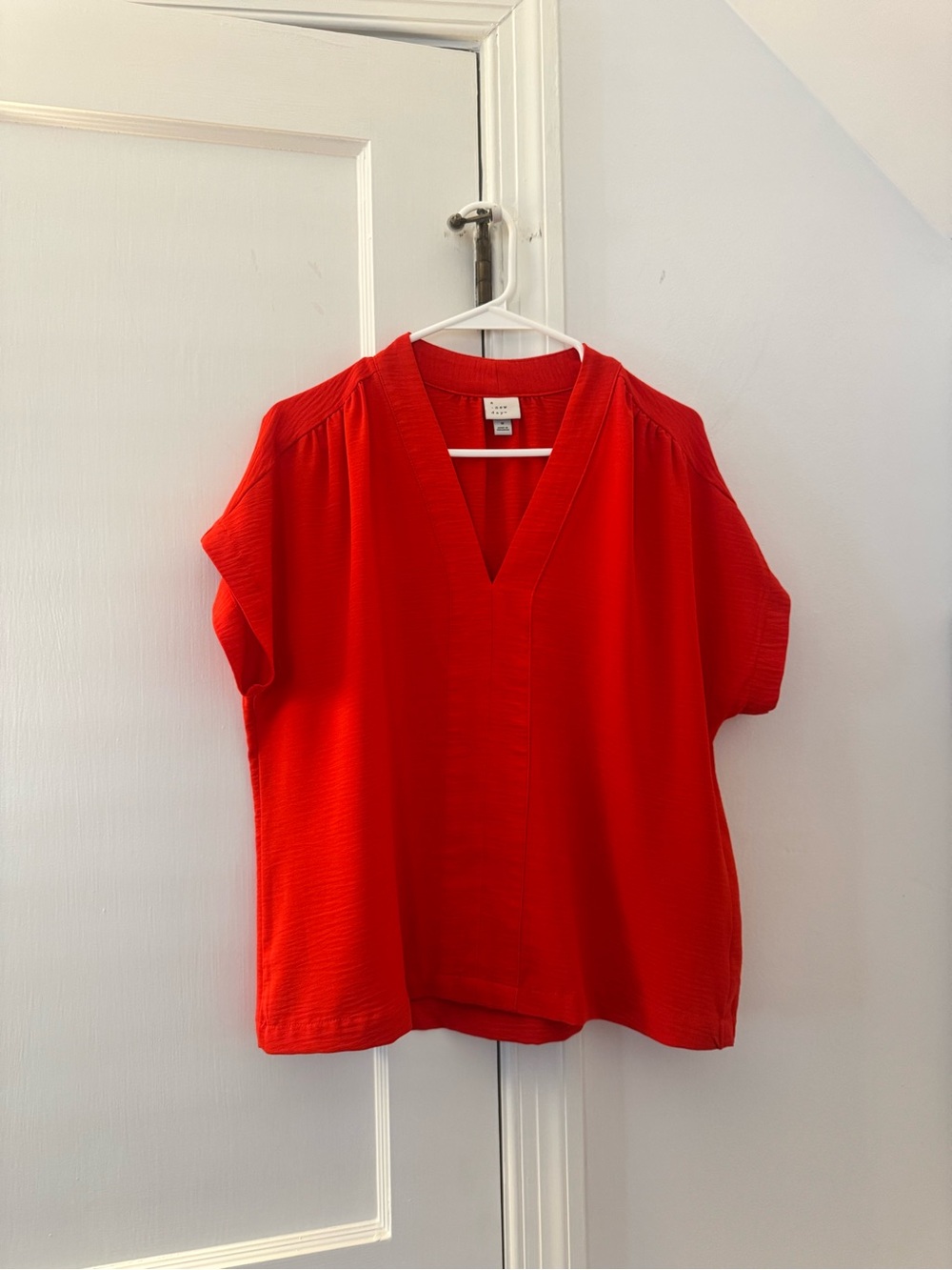 A New Day by Target -  Bright Red V-Neck Short Sleeve Blouse